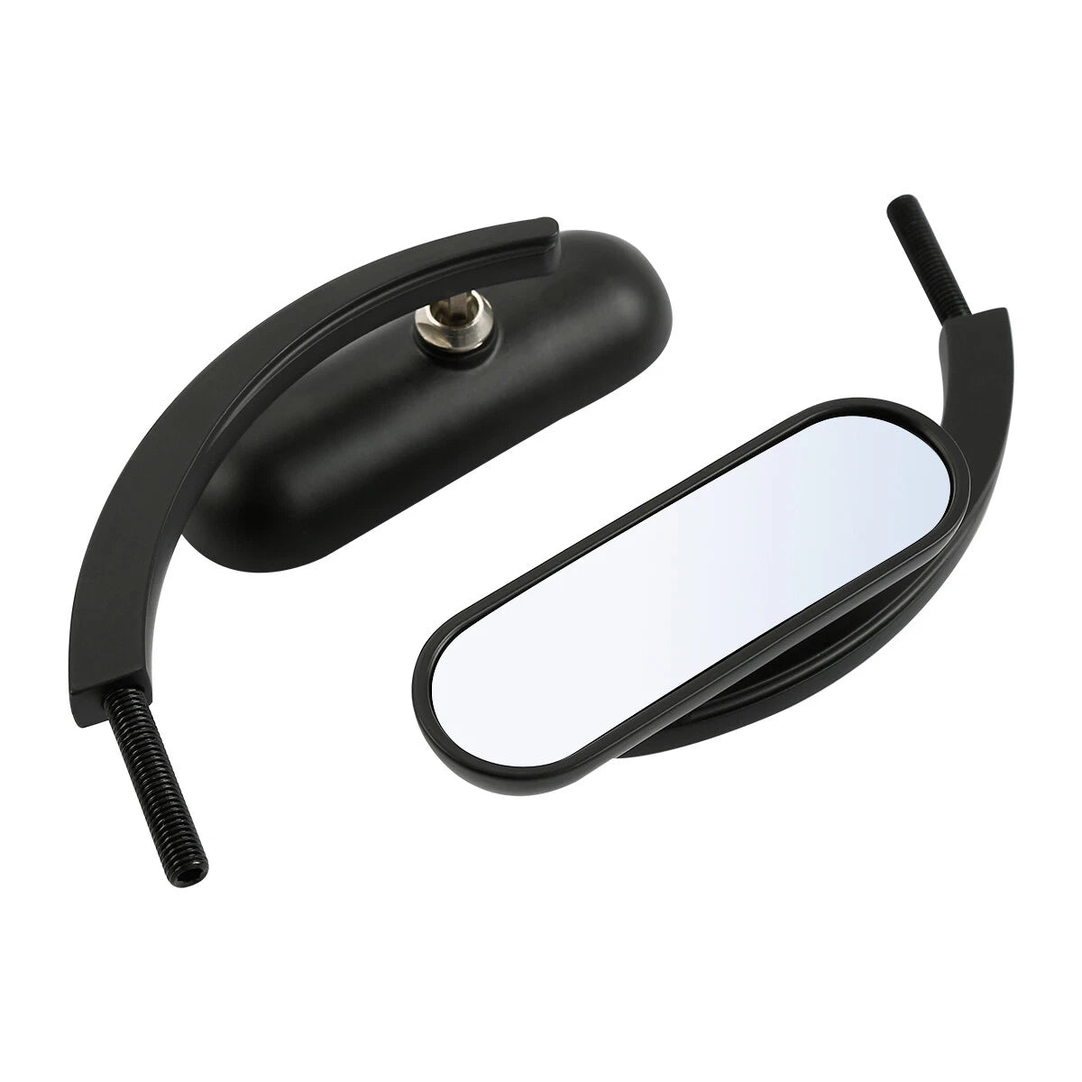 Black Mini Oval Rear View Mirrors for Harley Touring Dyna Sportster 883 1200