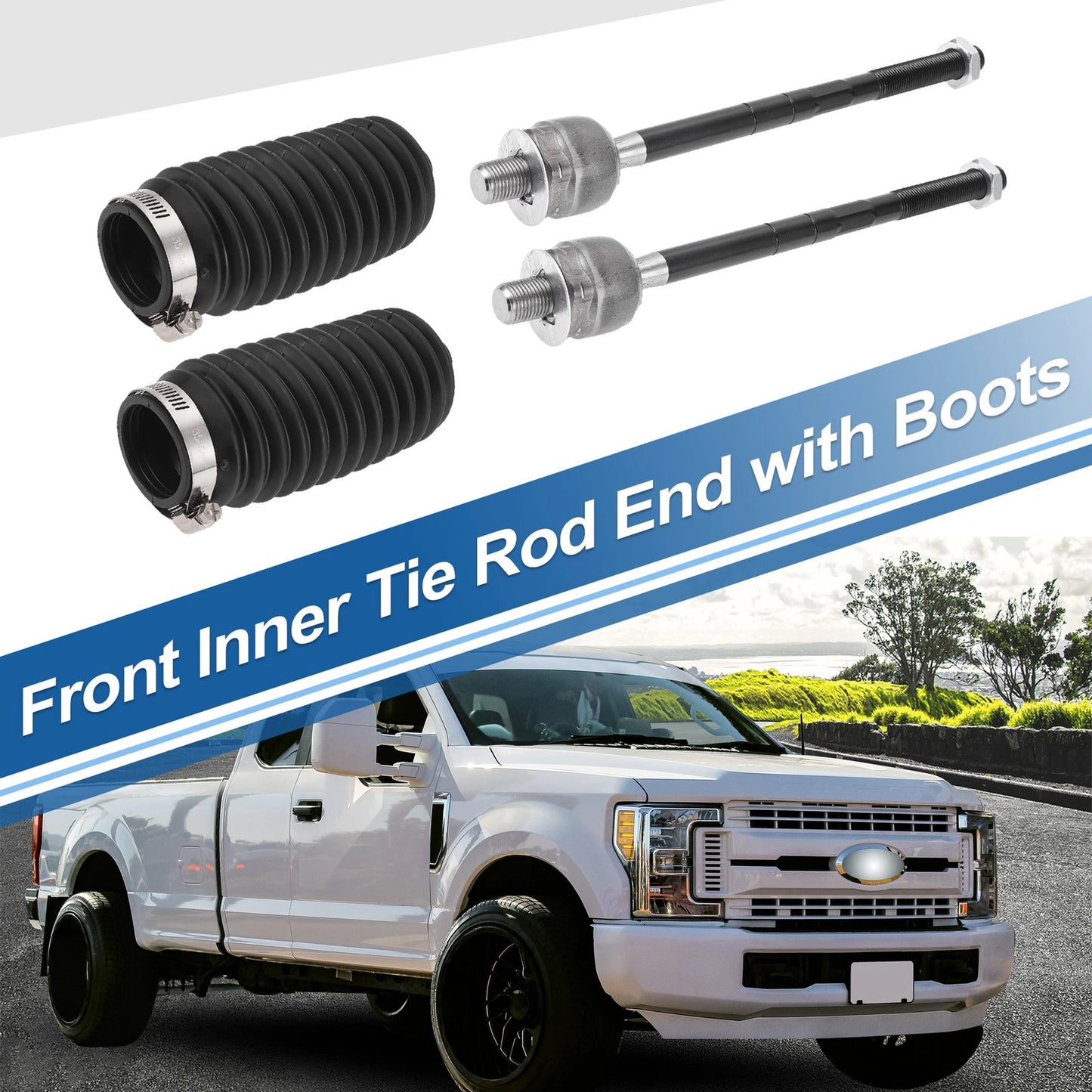 4 x Front Inner Tie Rod Ends with Boots for Ford Explorer, Ranger (2001-2010)