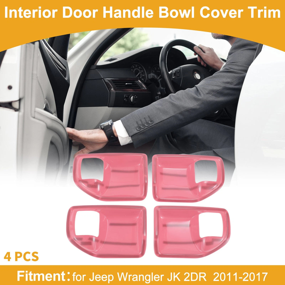 Interior Door Handle Bowl Cover Trim for Jeep Wrangler JK 4DR (2011-2017) - 4 Pcs