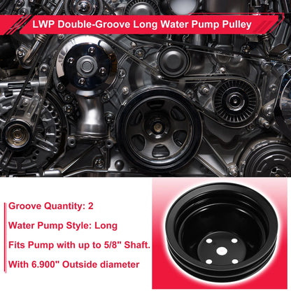 LWP Double-Groove Long Water Pump Pulley for Chevy SBC Small Block