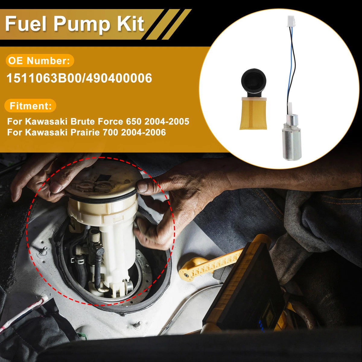 Fuel Pump / Metal / Pump for Kawasaki Brute Force 650 (2004-2005)