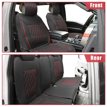 Seat Covers Pad for Dodge Ram 1500 (2009-2023) Black Red 5 Pcs