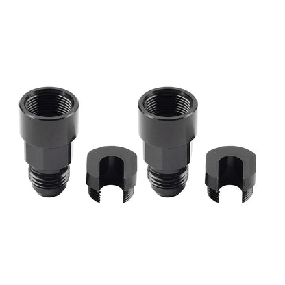 Black 6AN Male to 3/8" Quick Disconnect EFI Fuel Rail Adapter for Car