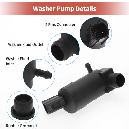 Windshield Washer Pump w/ Grommet for Ford (No.1S7117K624DD)
