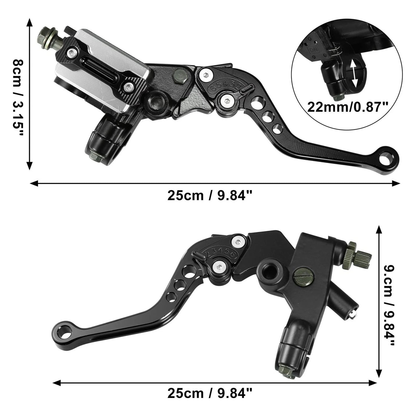 Pair / 7/8" 22mm Handlebar Brake Black Aluminum Alloy for Make Model