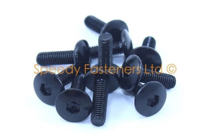 6x Negro Aluminio Parabrisas Tornillos M5 x 16mm Cabeza de Botón Pan