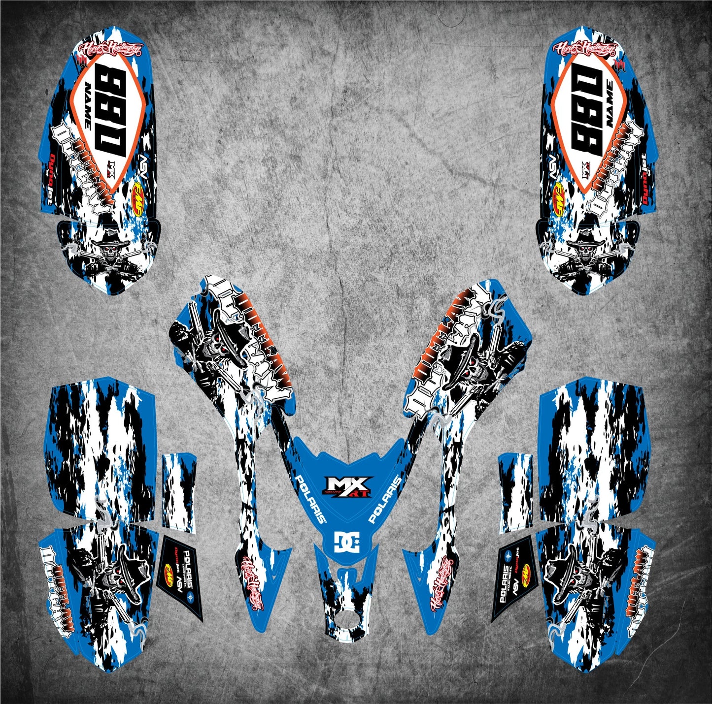 Outlaw Blue Custom Graphics Kit for Polaris Predator 50 ATV (2003-2007)