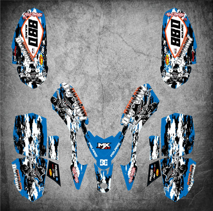 Outlaw Blue Custom Graphics Kit for Polaris Predator 50 ATV (2003-2007)