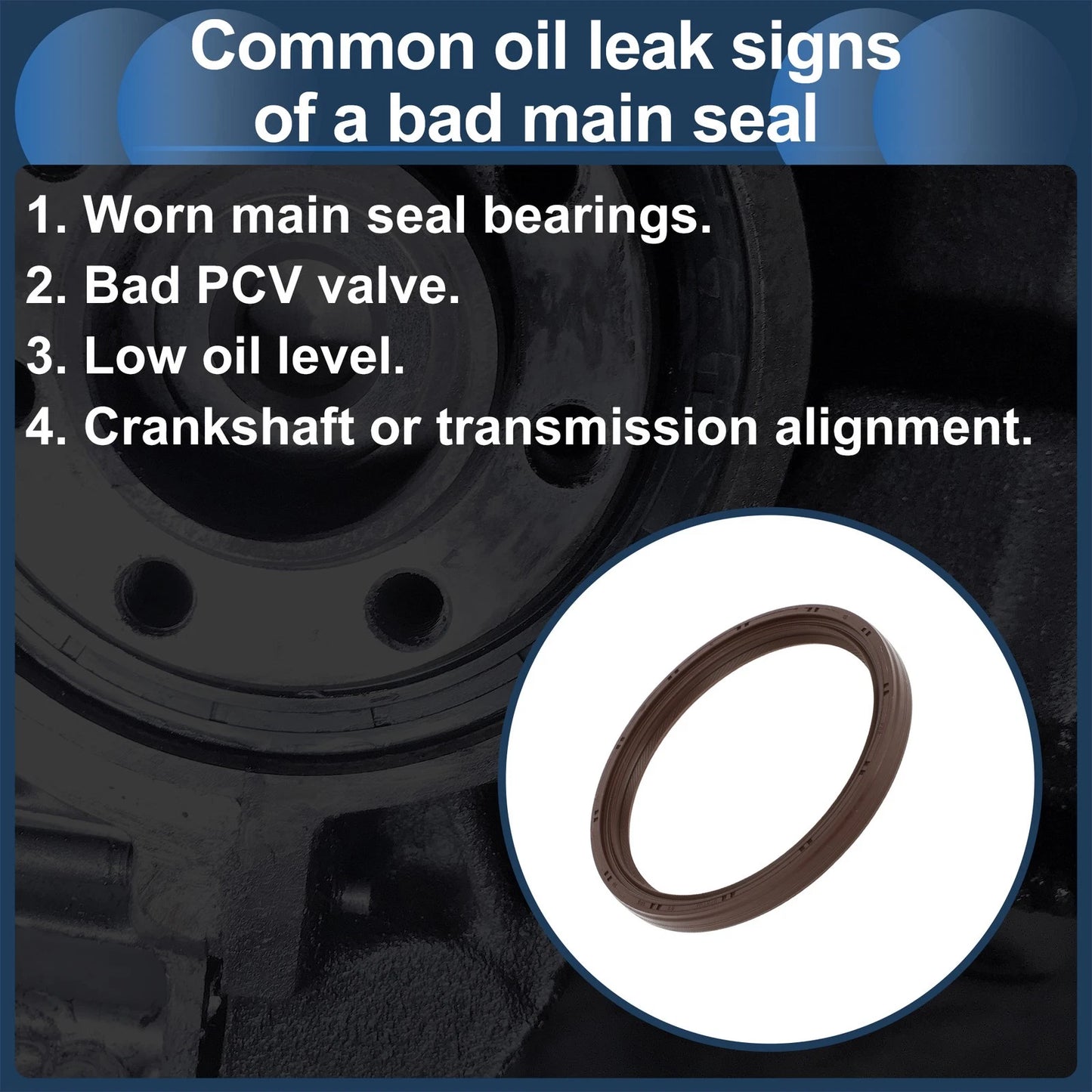 Rear Crankshaft Oil Seal for Toyota Highlander, Camry, RAV4, Matrix (2001-2023)