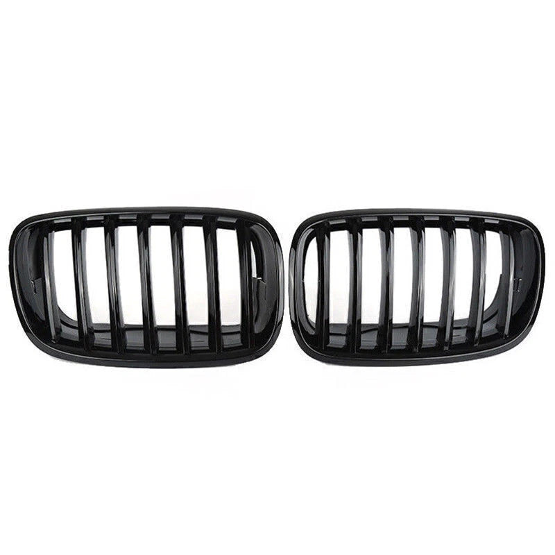2 x Front Hood Kidney Grills Glossy Black for BMW X5 X6 E70 E71 (2007-2013)