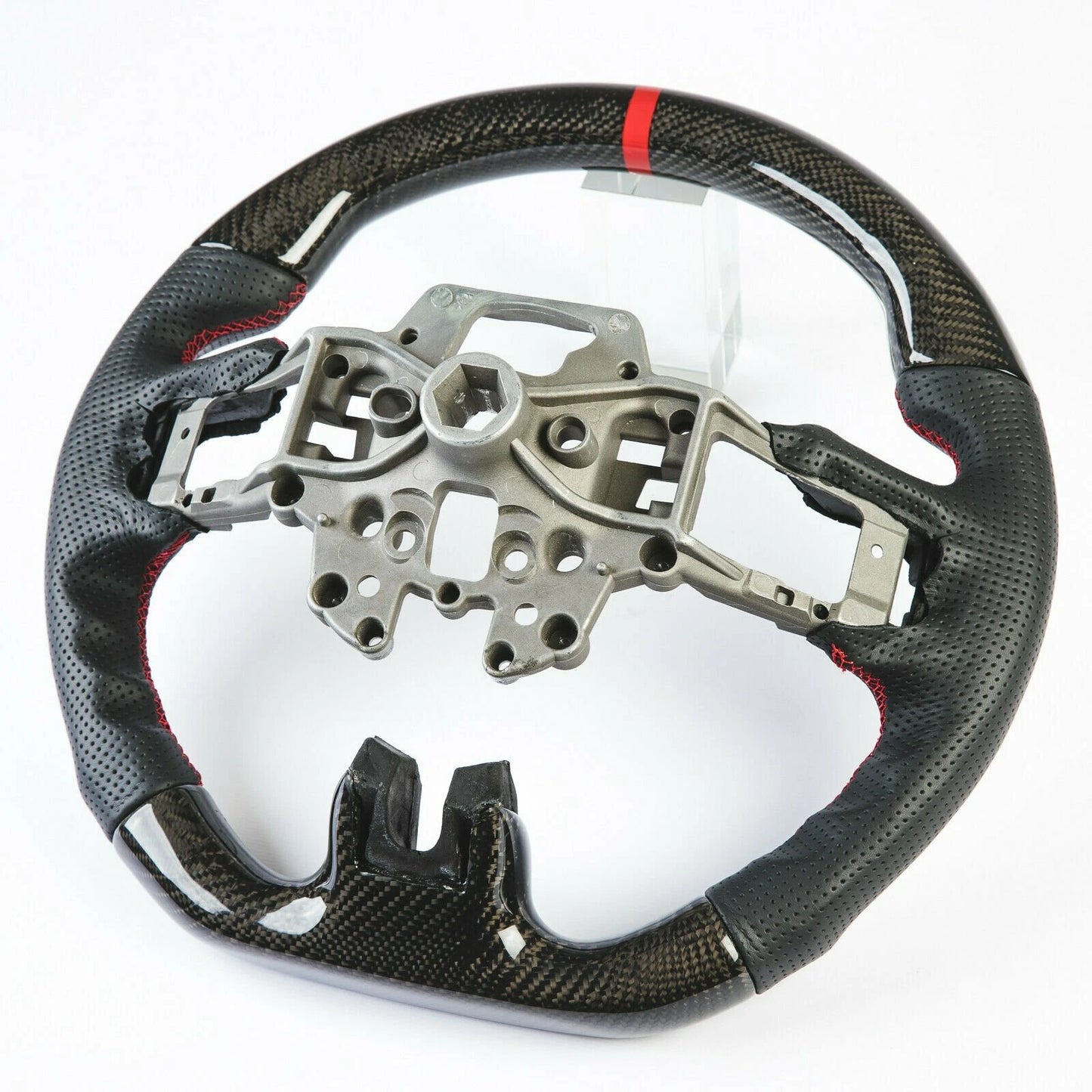 Steering Wheel Red Stripe Carbon Leather for Ford Mustang (2015-2023)