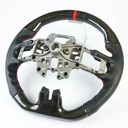 Steering Wheel Red Stripe Carbon Leather for Ford Mustang (2015-2023)