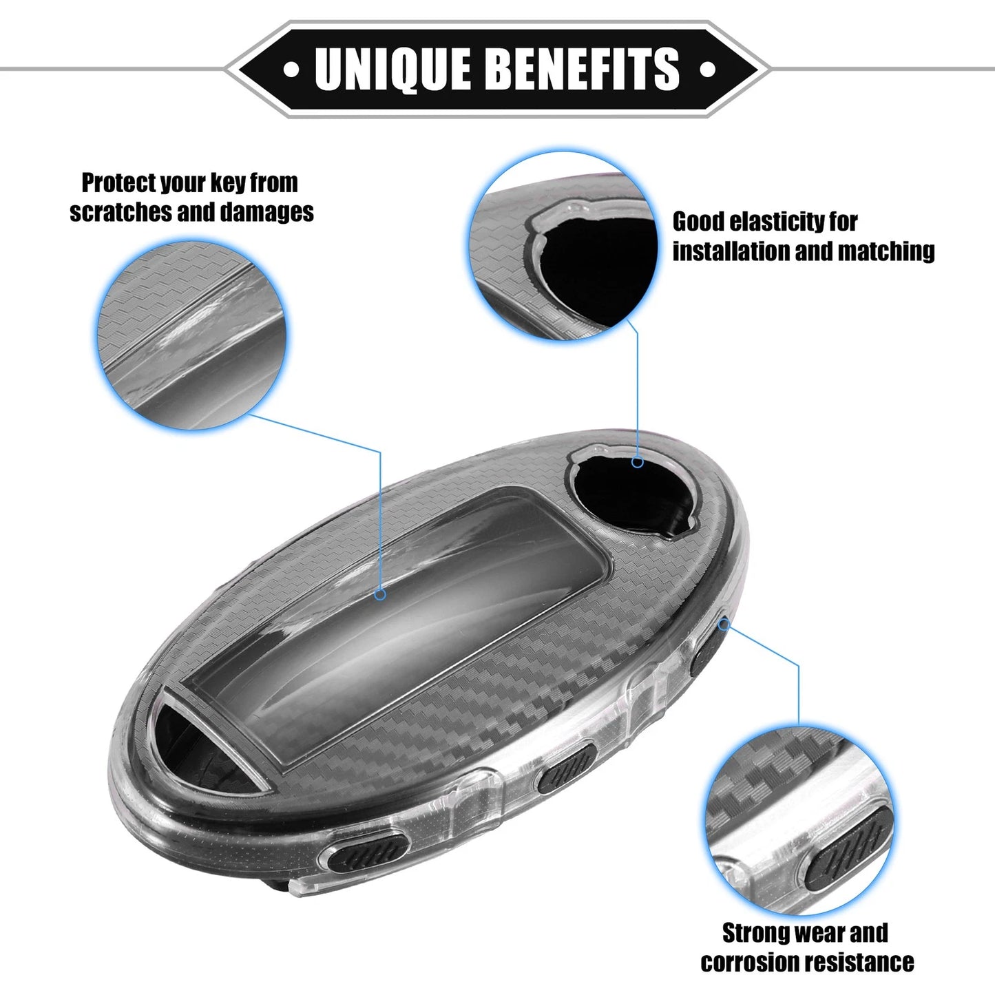 TPU Black Key Fob Cover for Nissan Serena, X-Trail