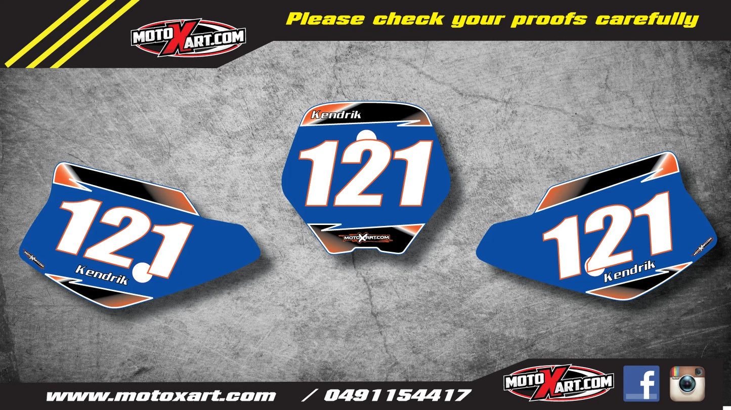 KTM 50 Custom Number Plate Graphics FADER STYLE Decals (1998-2001)