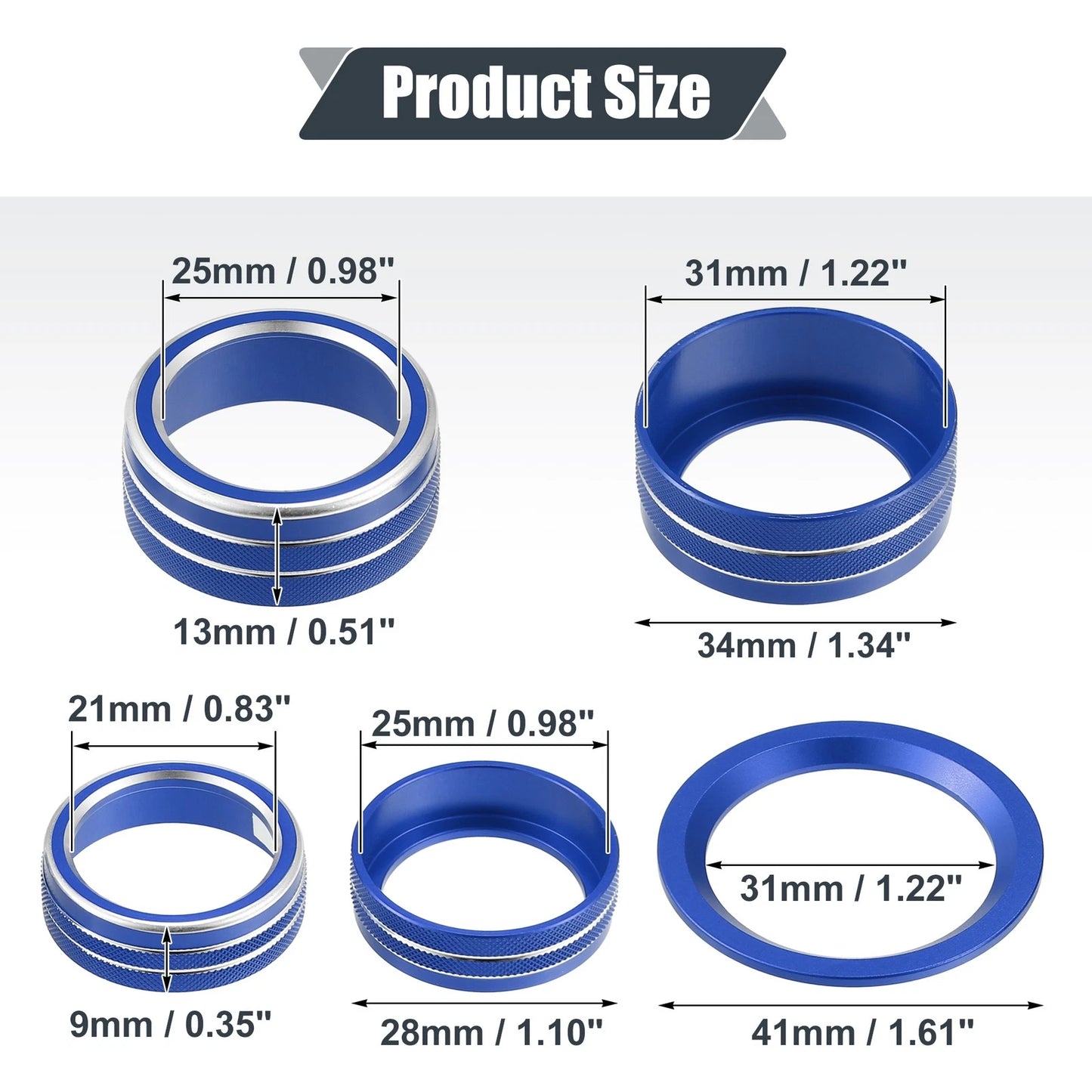 6 x AC Knob Covers for Honda Accord Sedan Sport (2018-2023) Blue