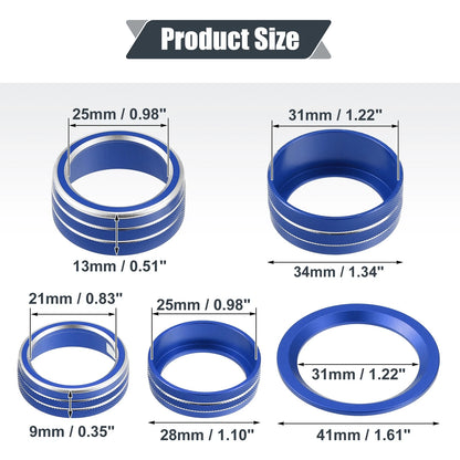 6 x AC Knob Covers for Honda Accord Sedan Sport (2018-2023) Blue