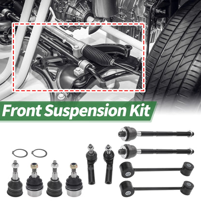10 Pcs Suspension Kit Tie Rod Ends Sway Bar Links for Jeep