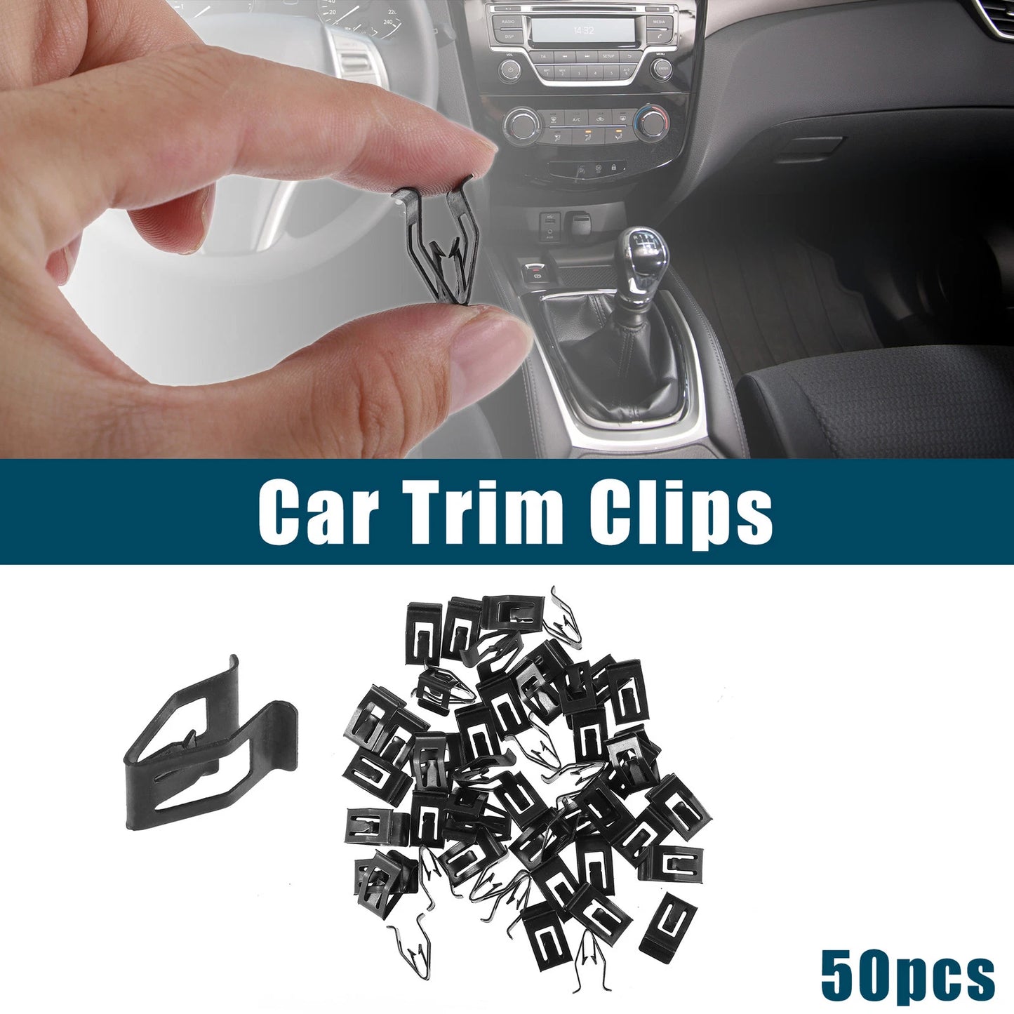 50 x Black Interior Retainer Fastener Clips for Ford Mazda