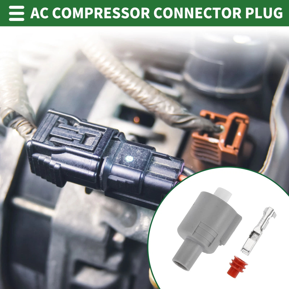Pin AC Compressor Connector Plug Female Wire Terminal for Toyota Tacoma (1995–2004)