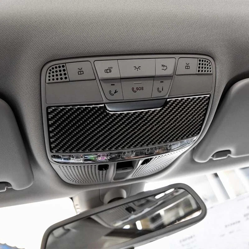 Carbon Fiber Roof Lamp Sunglasses Box Cover Trim Fit For Benz C GLC 2015-2018