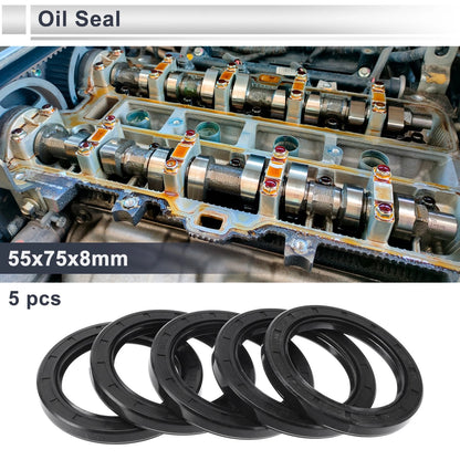 Oil Seal 55x75x8mm Seal Ring Rotary Shaft Seal Nitrile Rubber 5 Pcs for ATVs