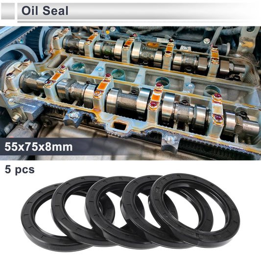 Oil Seal 55x75x8mm Seal Ring Rotary Shaft Seal Nitrile Rubber 5 Pcs for ATVs