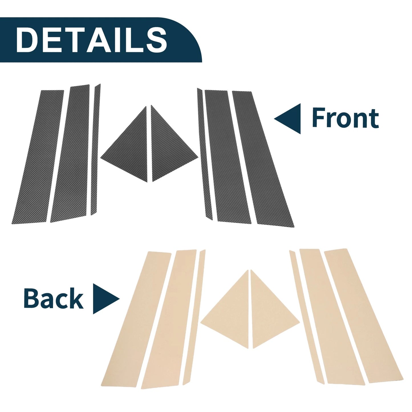 8 Pcs Door Pillar Window Trim for Toyota BZ4X (2022-2023) Carbon Fiber Black