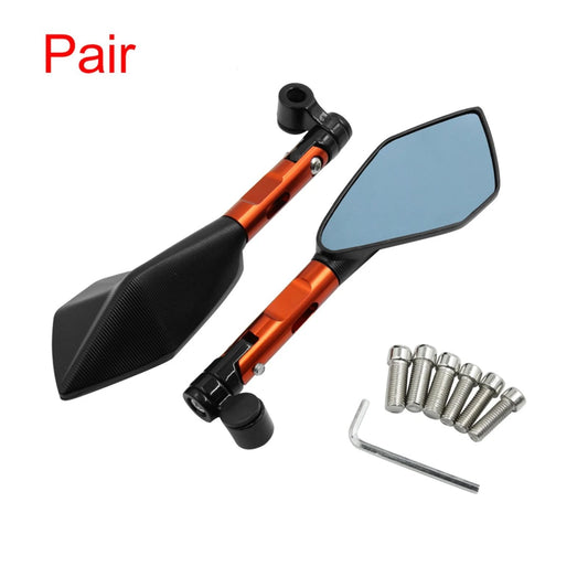 2 x Rear View Mirror Orange Handle Pentagonal Universal for Scooter Motorcycle