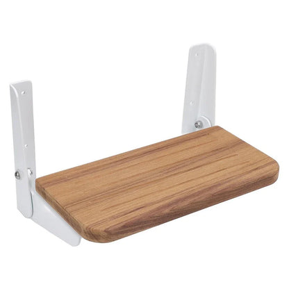 Teak Wood Folding Step Board Footrest for Boat Helm with Aluminum Support
