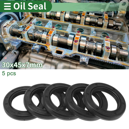 Oil Seal / 30x45x7mm Black 5 Pcs / Lip Seal Ring Rotary Shaft Seal for TG4