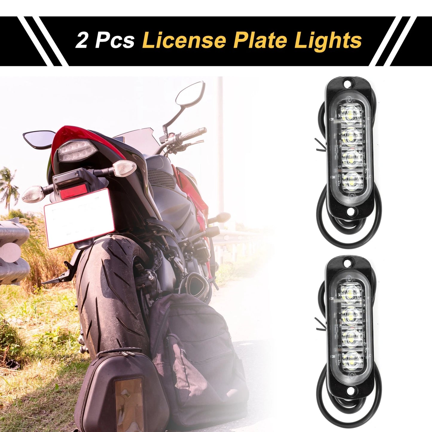 License Plate Light 2 x LED Tag Lamp for Car Motorcycle