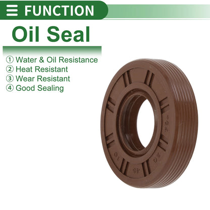 Oil Seal 20x45x10mm FKM Rubber Brown 5 Pcs for Vehicles