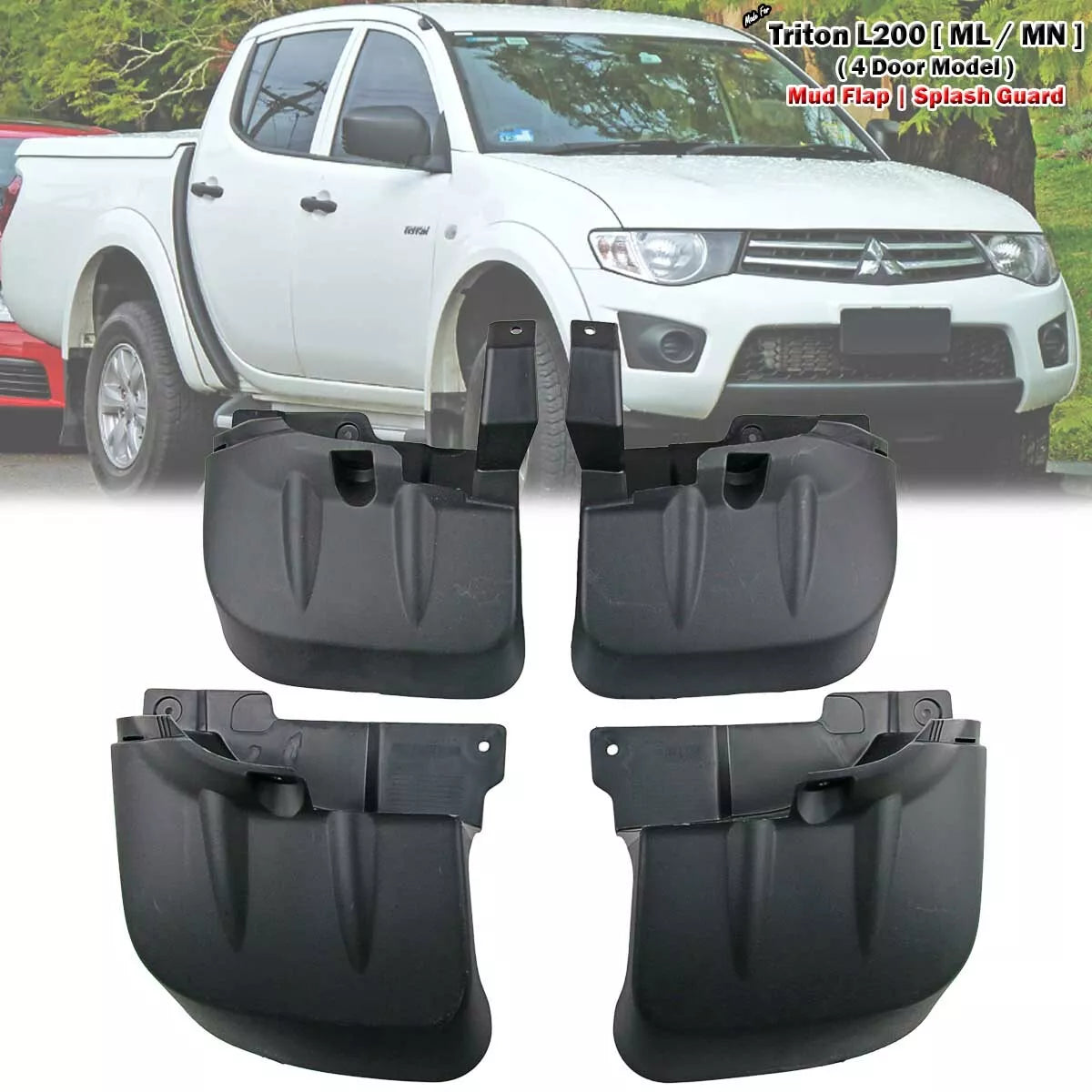 Mud Flap Splash Guards for Mitsubishi Triton ML MN 4 Door Pickup (2005-2014)