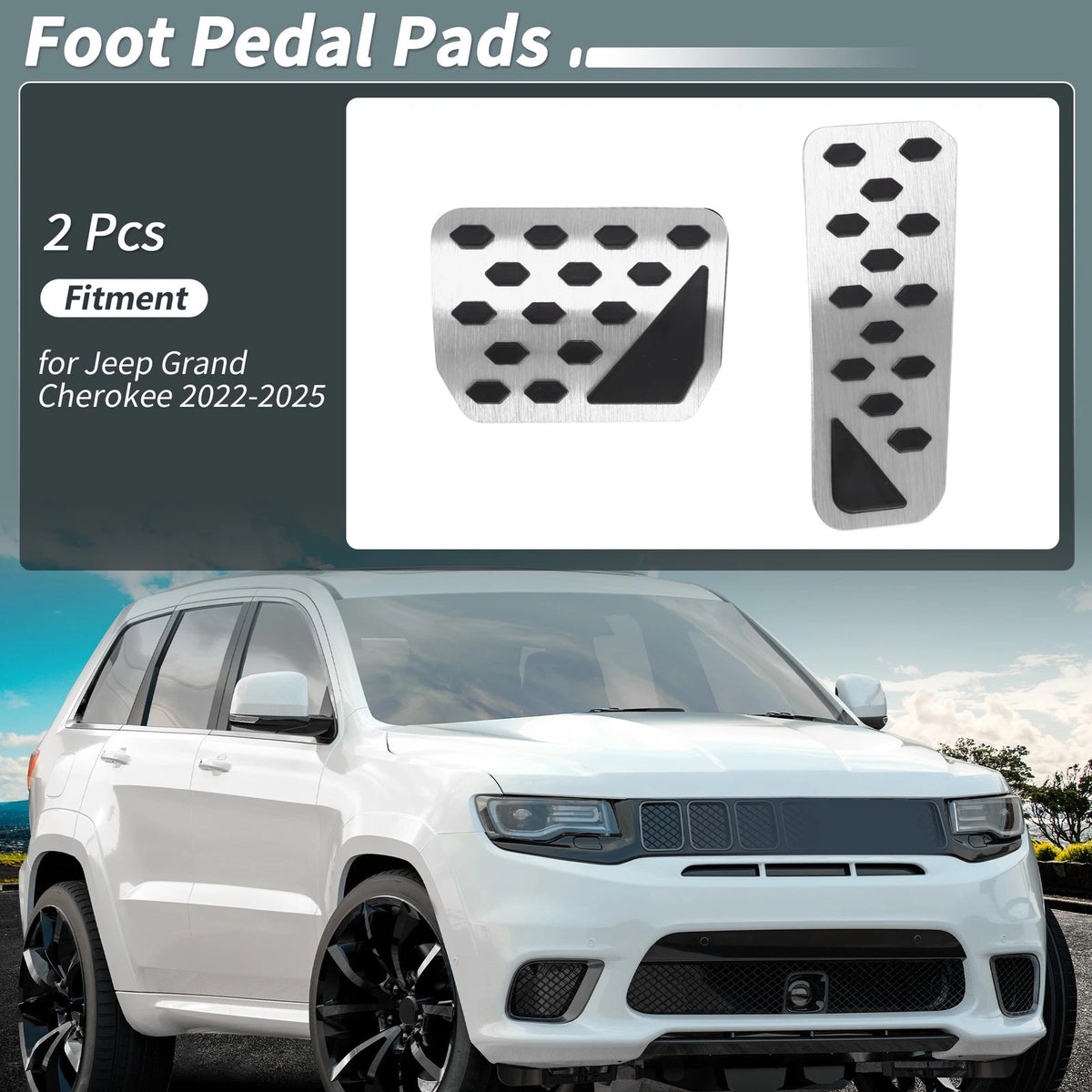 Auto Foot Pedal Pads Covers for Jeep Grand Cherokee (2022-2025) Silver
