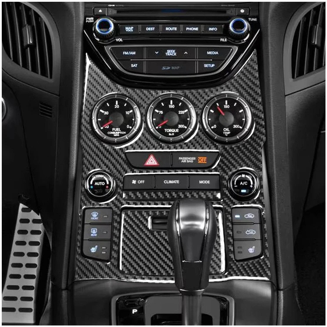 Carbon Fiber Air Condition Panel Cover Trim for Hyundai Genesis Coupe (13-16)