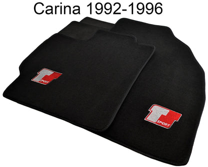 Floor Mats for Toyota Carina 1992-1996 - Black Tailored Carpets with Sport Emblem