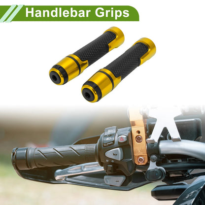 7/8" 22mm Hand Grips End Covers Rubber Gold Tone for Motorcycle