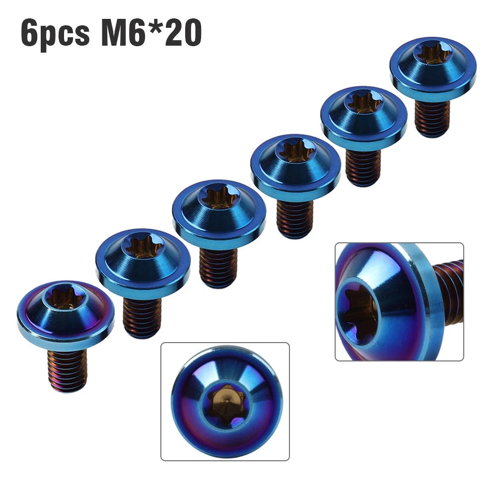 6 x M6x20mm Titanium Alloy Torx Head Bolts for Bike Motor - Blue