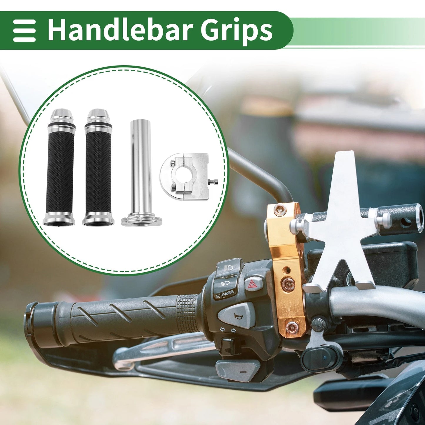 7/8" 22mm Hand Grips Cover Kit for Motorcycle Throttle Bar