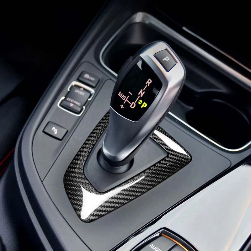 Dry Carbon Fiber Gear Shift Cover Knob Panel Surround For BMW 1 2 3 4 5 Series