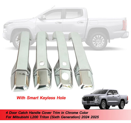 4 x Door Catch Handle Cover Trim Chrome for Mitsubishi L200 Triton (2024-2025)