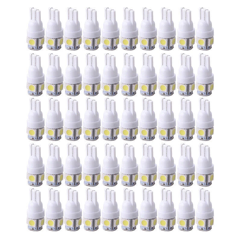 50PC White T10 Wedge Canbus ERROR FREE 5050 5SMD LED Light Bulbs for Car