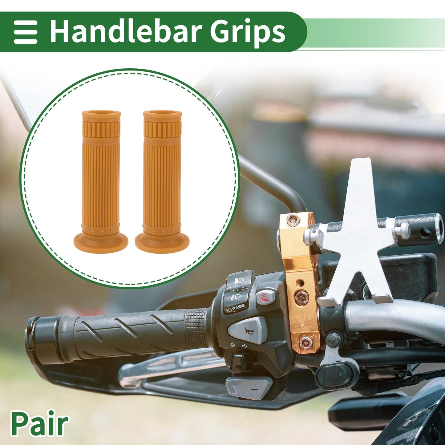 Hand Grips Cover 25mm Handlebar TPU Brown Yellow for Motorcycle