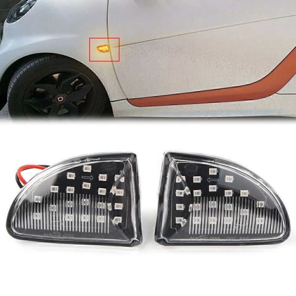 Amber LED Sequential Dynamic Clear Side Marker Light for Smart Fortwo W451 (2007-2014)