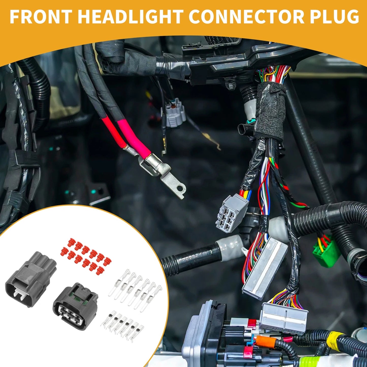 6 Pin Front Headlight Connector Plug Plastic Black for Toyota