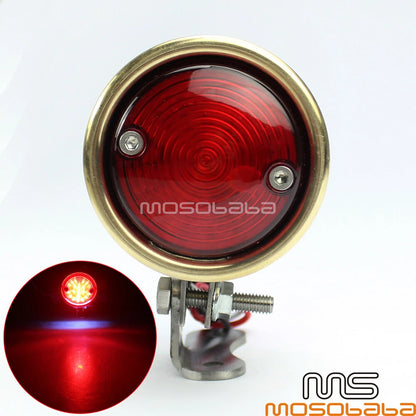 Brass LED License Brake Tail Light for Harley Chopper Bobber Cafe Racer