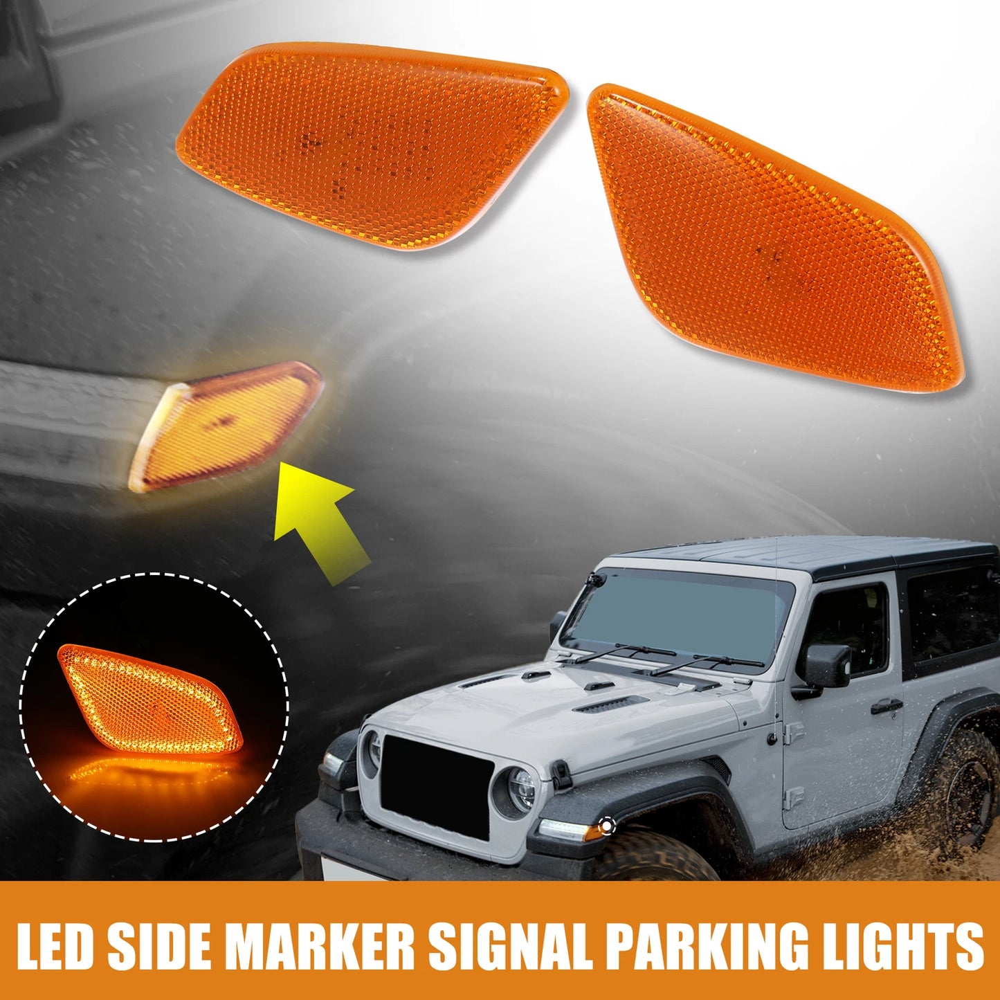Exterior LED Side Marker Fender for Jeep Wrangler TJ (1997-2006) - Yellow Light