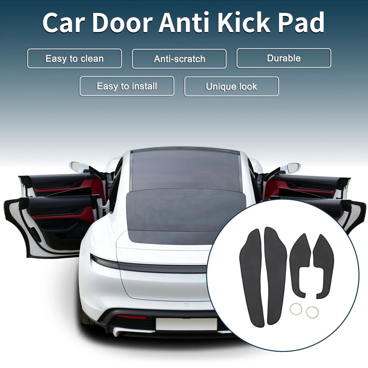 Black Door Anti Kick Pad Sticker Protector for Volvo XC60 (2015-2017)