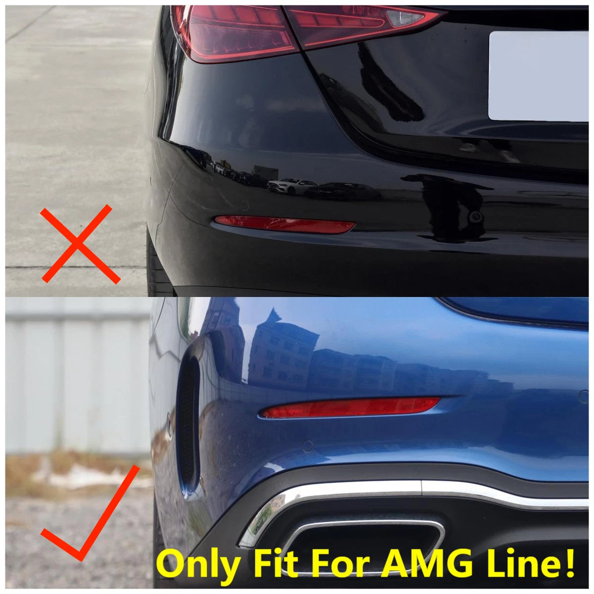 Black Rear Air Vent Bumper Cover Trim for 2022-2023 Benz C-Class AMG Sedan