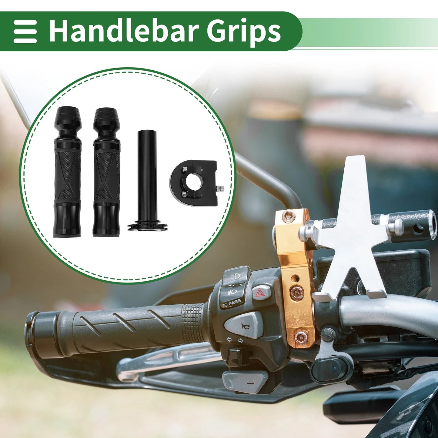 7/8" 22mm Motorcycle Hand Grips Cover Kit End Grips